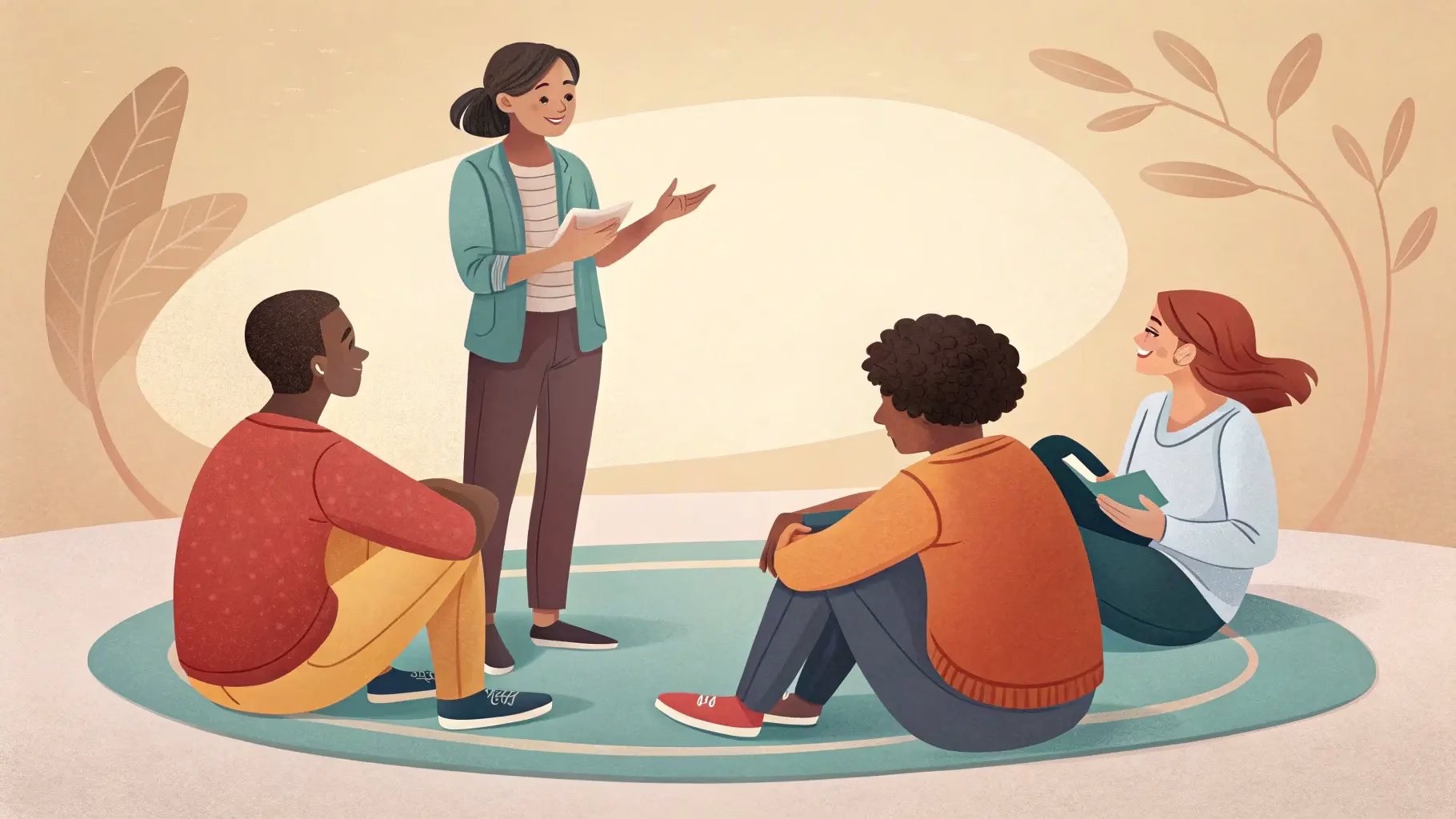 Confident Storytelling in English Person confidently telling a story to engaged audience - English storytelling tips